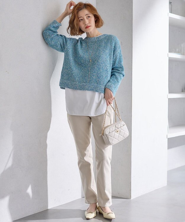 23区 L カラーミックスファンシー ニット ブルーミックス