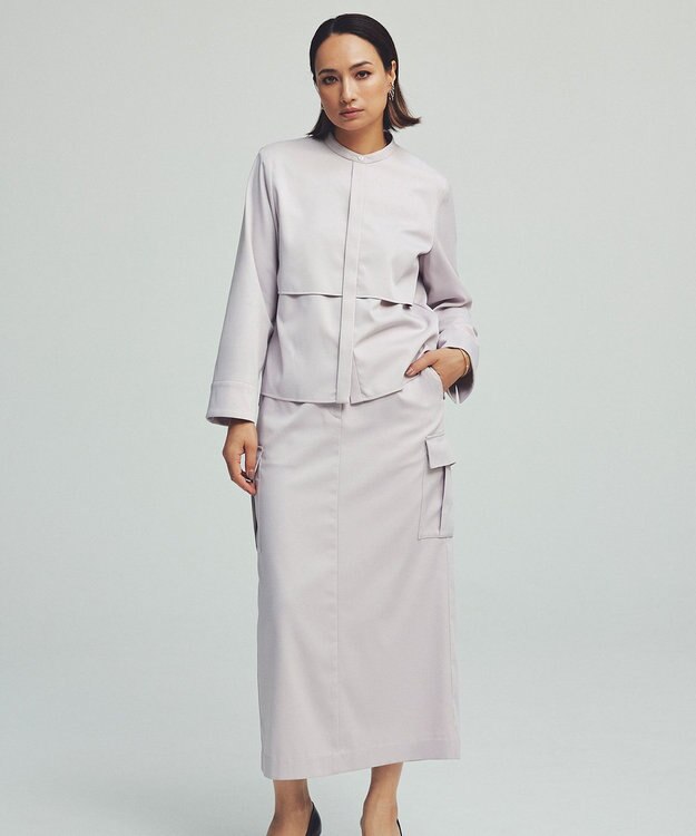 ICB 【洗える】ウォームサテン クロップドシャツ ヘイズピンク系