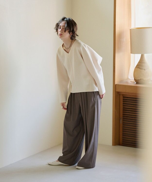 #Newans 【洗濯機可能/セットアップ】コクーンシルエットエアリープルオーバー オフ