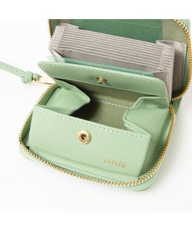 UNBILLION ペルケ perche / シープボックスキルト・ジャバラカードウォレット ライトグリーン