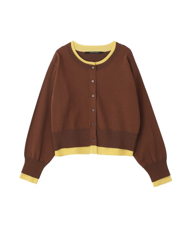 YECCA VECCA 2wayレイヤードクルーネックカーディガン Brown