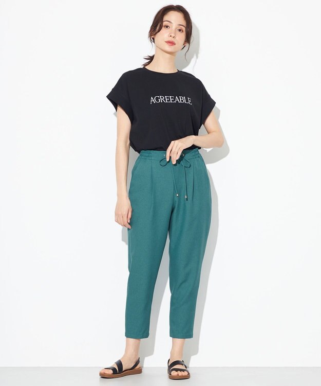 ANY 【接触冷感・UVケア】イージーケア美脚 パンツ ターコイズグリーン