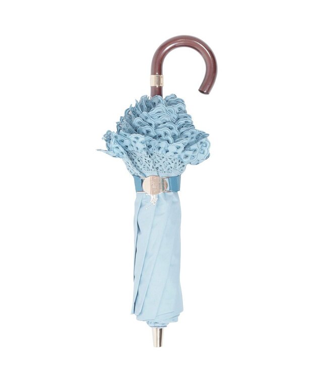 MOONBAT 【遮光/晴雨兼用日傘】POLO RALPH LAUREN（ポロラルフローレン） 折りたたみ日傘 エンブフリル 遮熱 UV スカイブルー