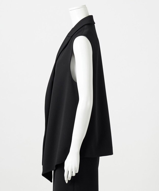 23区 【エステータ】ウールギャバジン アシンメトリーデザイン ジレ ブラック系