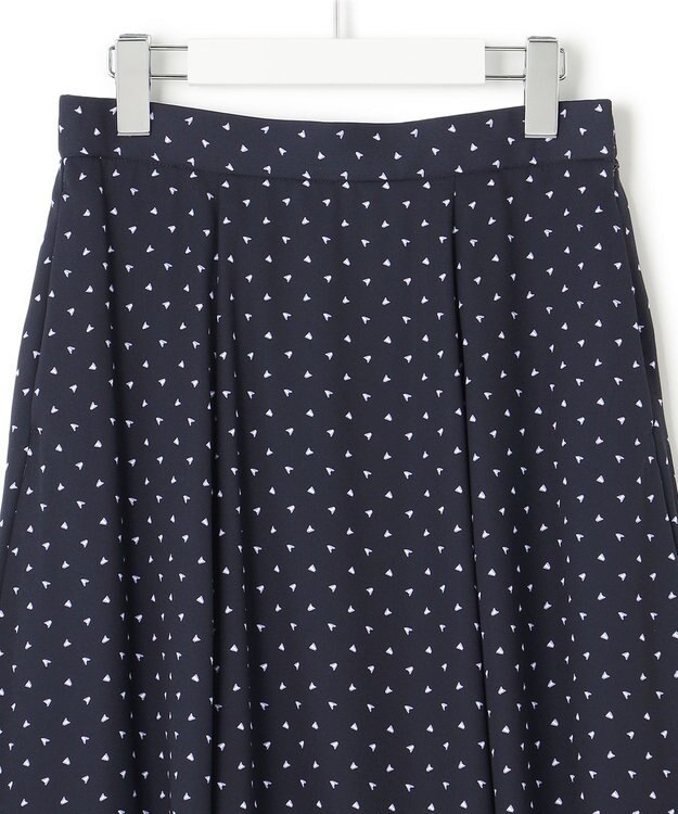 23区 L 【洗える】トライアングルプリント スカート ネイビープリント
