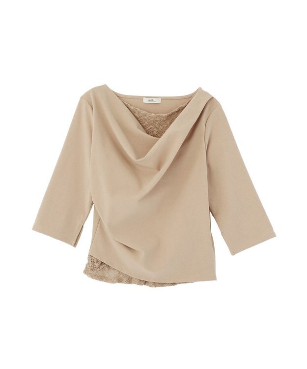 earth music&ecology レースレイヤードドレーププルオーバー Mocha