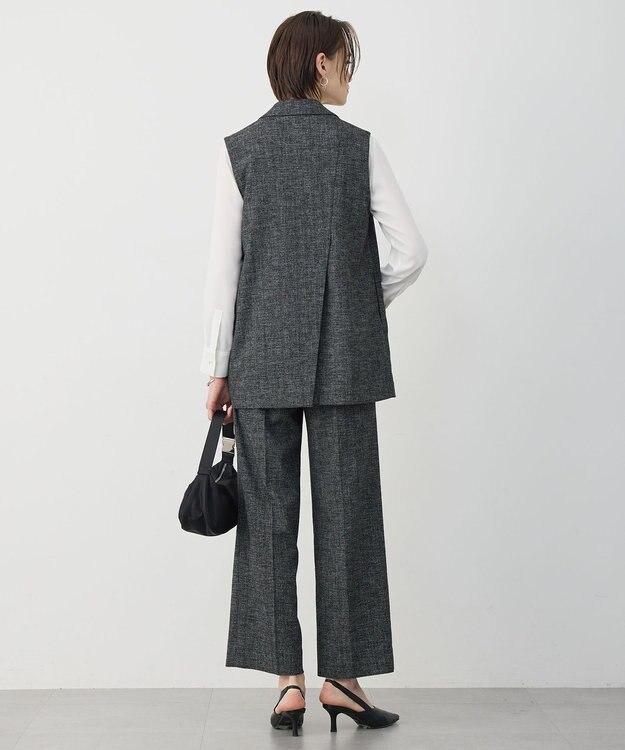 ICB L 【先行予約】 ミックスブッチャー バックスリットジレ ブラック×オフホワイト