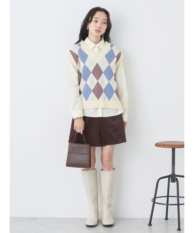 earth music&ecology ロゴ刺繍シャツ Cream