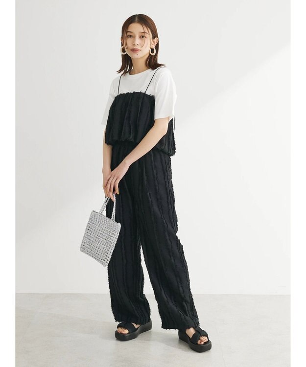 Green Parks ・ＡＮＤ　ＳＥＡＲＣＨフリンジストライプバルーンキャミ Black