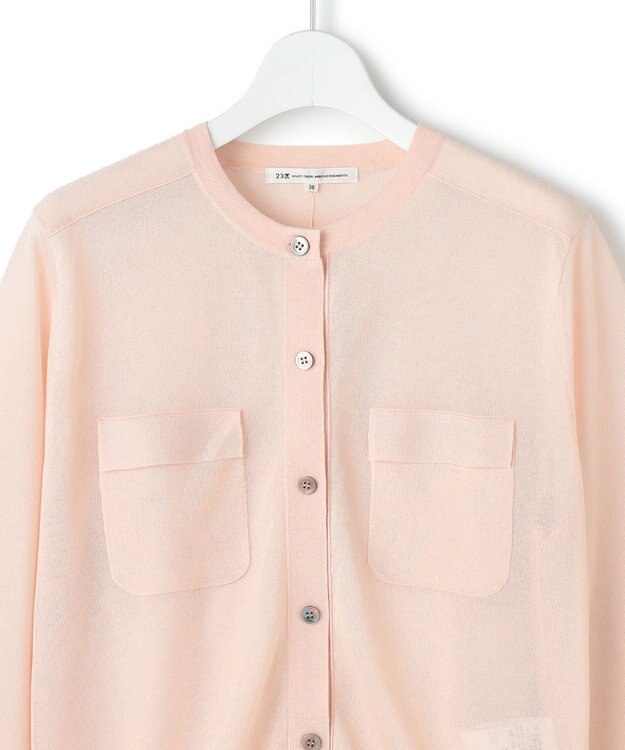 23区 【先行予約/WEB&一部店舗限定カラーあり】シャイニーシアー フラップポケット カーディガン [WEB&一部店舗限定]ピンク系