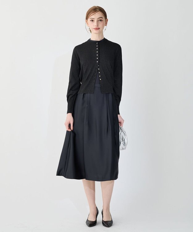 23区 【APPLAUDIR】ノーブルサテン レースコンビドレス ネイビー系