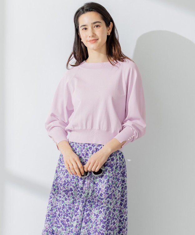 組曲 S 【パールボタン付】ブーケカラーリラクシー ニット ピンク系