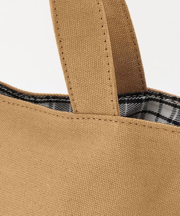 J.PRESS LADIES 【完全受注生産】ポーチ付き キャンバス ミニトートバッグ ベージュ×グレーチェック系