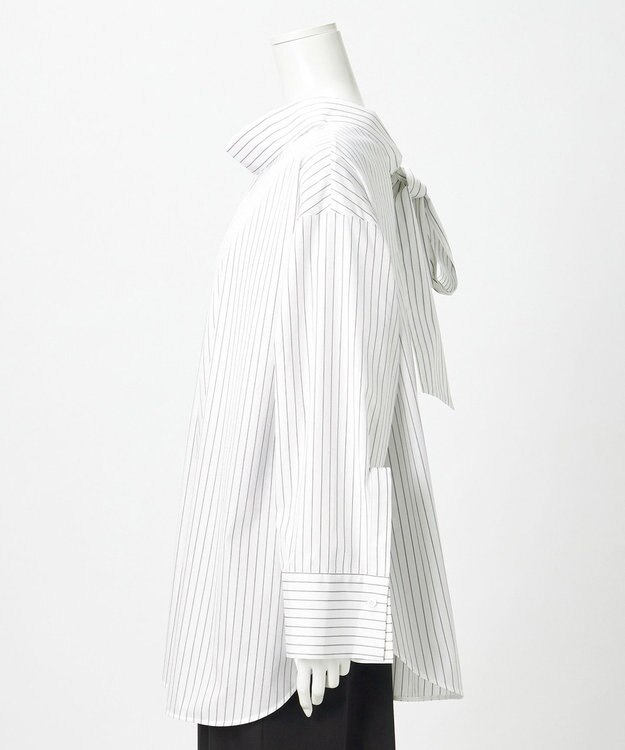 23区 【GOLD LABEL】コットンニドム 2WAYボウタイ ブラウス オフストライプ