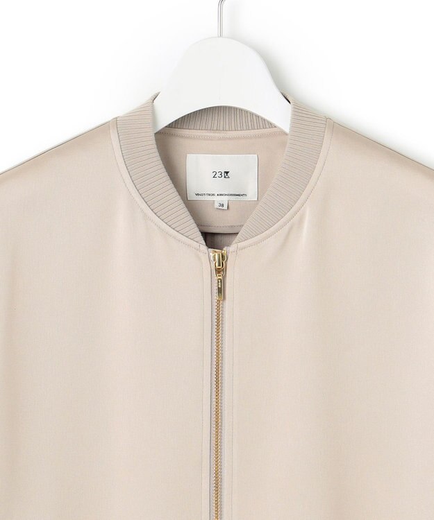 23区 L 【洗える】ドレープサテン MA-1 ブルゾン ベージュ系