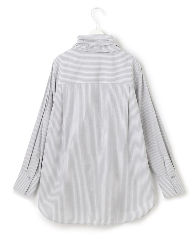 ICB 【洗える】CRySiタイプライター ボウタイ付きバンドカラーシャツ ライトグレー系柄