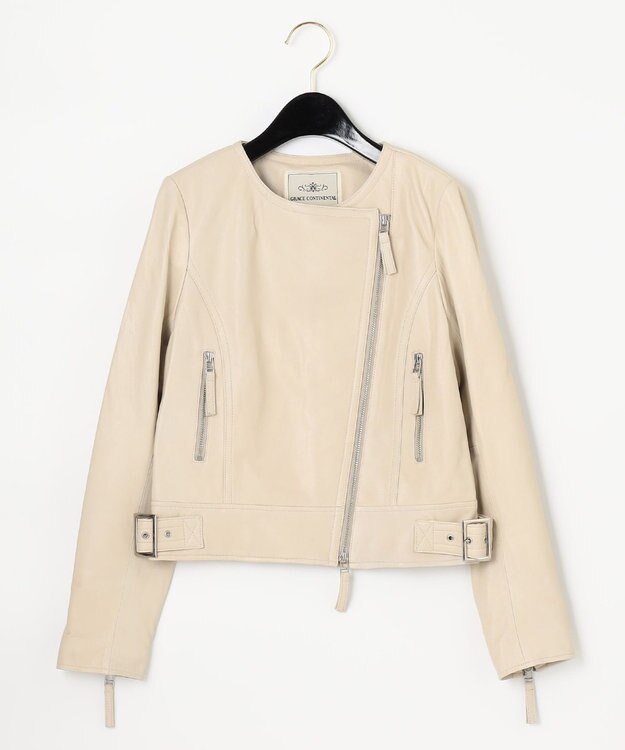 GRACE CONTINENTAL レースアップライダースジャケット ベージュ