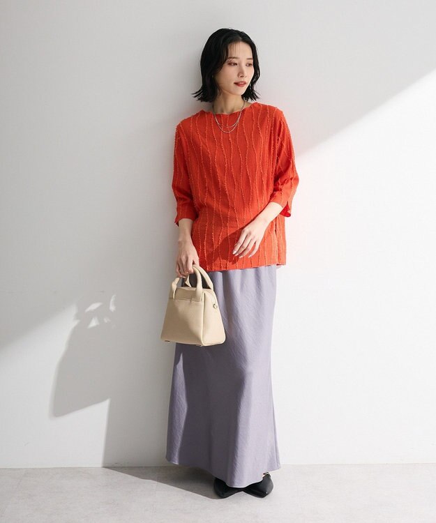 Green Parks ５分袖表面感カットプルオーバー Orange