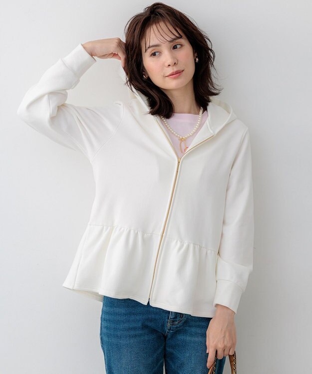 組曲 マシュマロタッチ裏毛 パーカー ホワイト系