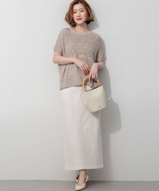 23区 天然石 ランダムカット ネックレス アイボリー系