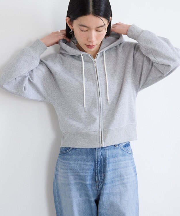 AMERICAN HOLIC ラメミニ裏毛ショートＺＩＰパーカー Light Gray Mixture