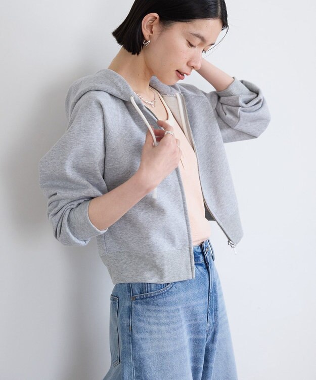 AMERICAN HOLIC ラメミニ裏毛ショートＺＩＰパーカー Light Gray Mixture