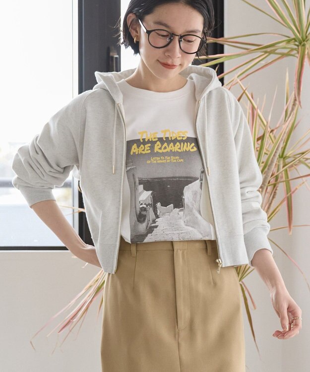 AMERICAN HOLIC ラメミニ裏毛ショートＺＩＰパーカー Oatmeal