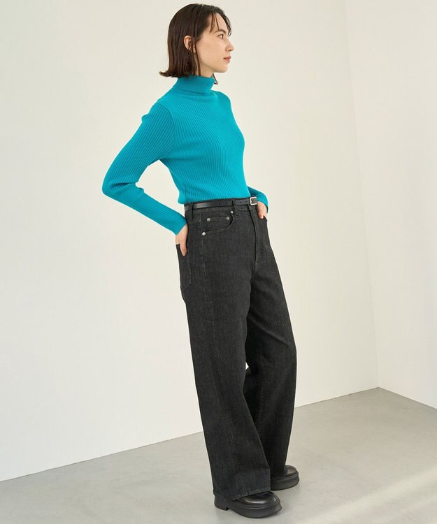 UNFILO 【UNFILO DENIM】撥水ストレッチ ワイドストレートデニム ブラック