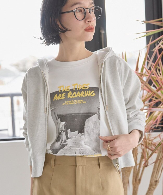 AMERICAN HOLIC ラメミニ裏毛ショートＺＩＰパーカー Oatmeal