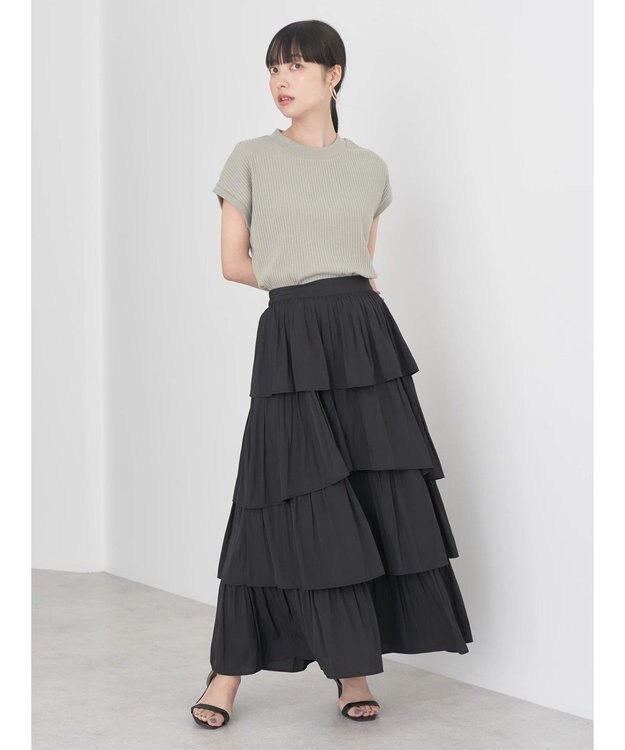 earth music&ecology フレンチスリーブリブプルオーバー Off White