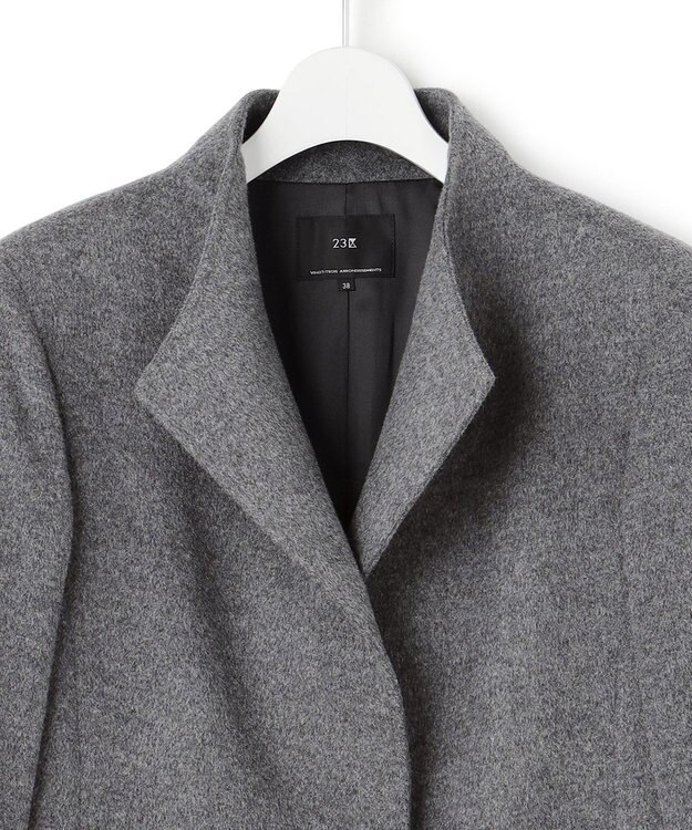 23区 L ウールカシミヤビーバー スタンドカラー  コート グレー系