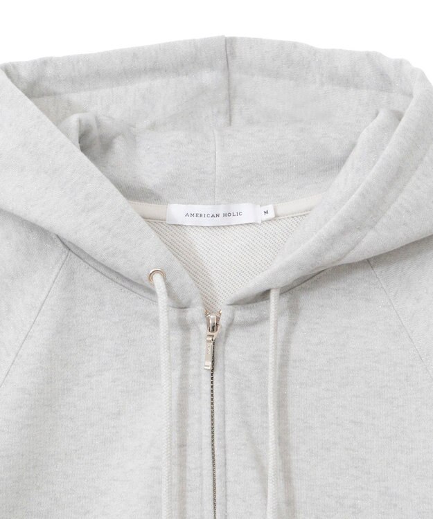 AMERICAN HOLIC ラメミニ裏毛ショートＺＩＰパーカー Oatmeal