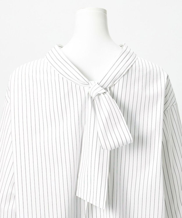 23区 【GOLD LABEL】コットンニドム 2WAYボウタイ ブラウス オフストライプ