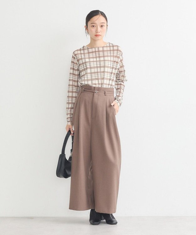 earth music&ecology シアーチェックプルオーバー Beige