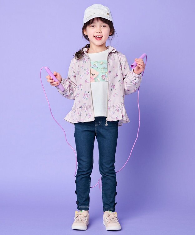 ANY KIDS 裾リボンストレート パンツ デニムブルー