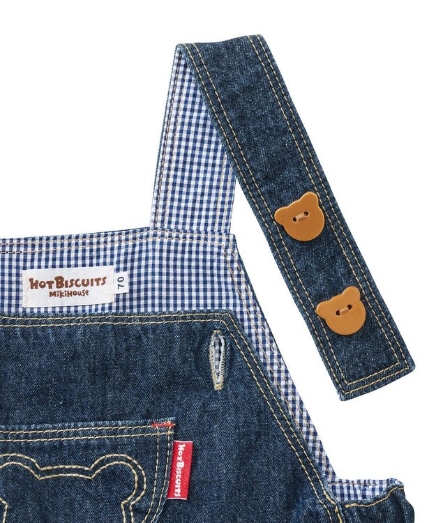 MIKI HOUSE HOT BISCUITS 【70-100cm】 デニムジャンパースカート インディゴブルー