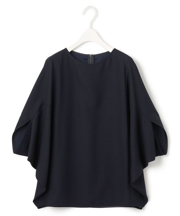 ICB 【接触冷感・UVケア・速乾・洗える】 FluidBackSatin ドルマンスリーブブラウス ネイビー系