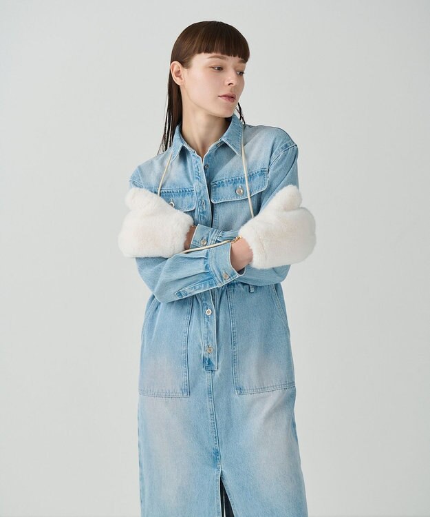 GRACE CONTINENTAL LOU ANDREA フェイクファーミトン ホワイト