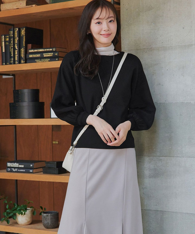 Tiaclasse 【安田美沙子さん着用・新色追加・洗える】ボリュームパフスリーブニット ブラック