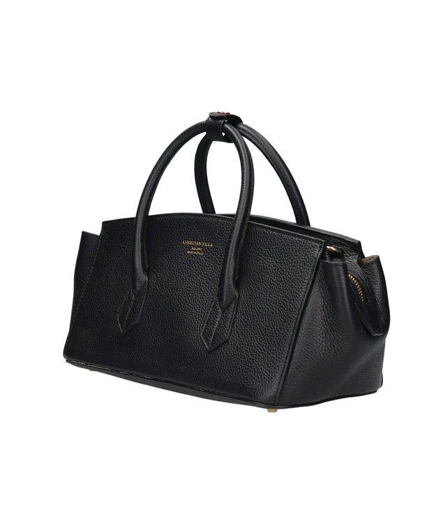 INTER-CHAUSSURES 【CHRISTIAN VILLA】シュリンクレザーハンドバッグ ブラック