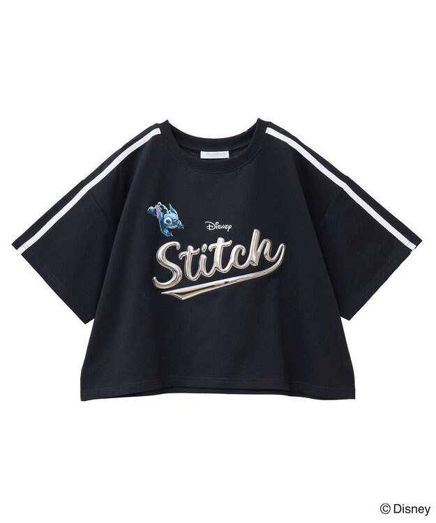 Green Parks スティッチ／メタルプリントクロップドミニ裏毛プル Black