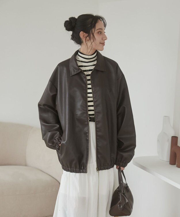 WEGO 【ユニセックス着用ITEM/MLサイズ展開】USPOLOフェイクレザージャケット ブラウン