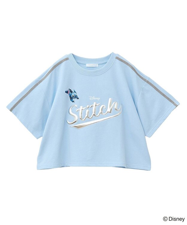 Green Parks スティッチ／メタルプリントクロップドミニ裏毛プル Light Blue