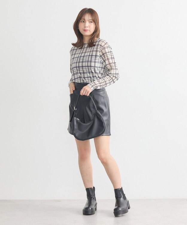 earth music&ecology シアーチェックプルオーバー Ivory