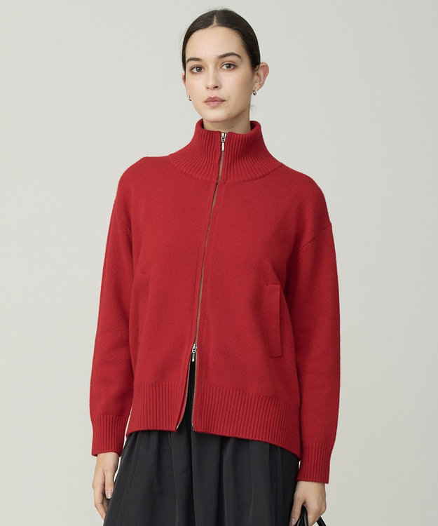 ICB L 【新色追加】ソフトカシミヤミックス ニットトラックジャケット ディープレッド