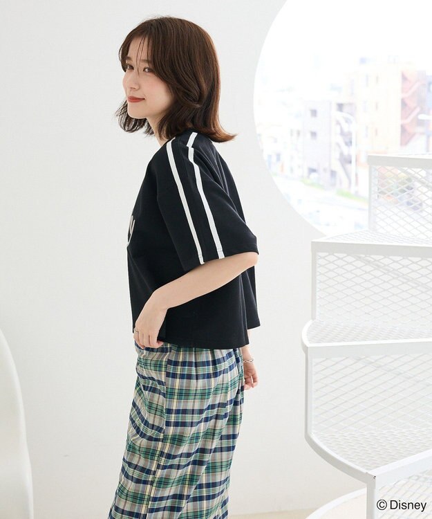 Green Parks スティッチ／メタルプリントクロップドミニ裏毛プル Black