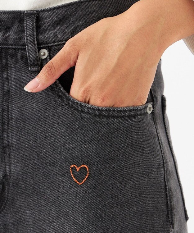 OP／FILA 【OP】刺繍付き美脚シルエットデニム ブラック