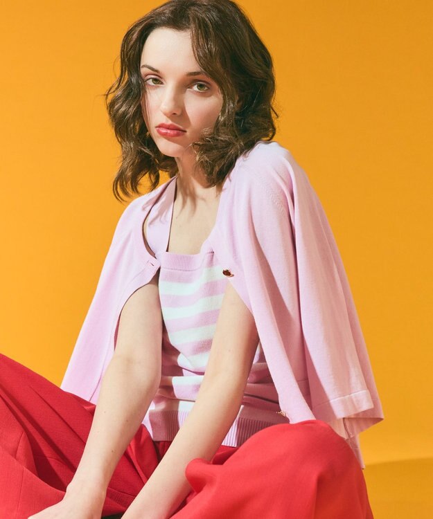 GRACE CONTINENTAL ハイツイストコットンカーディガン ピンク