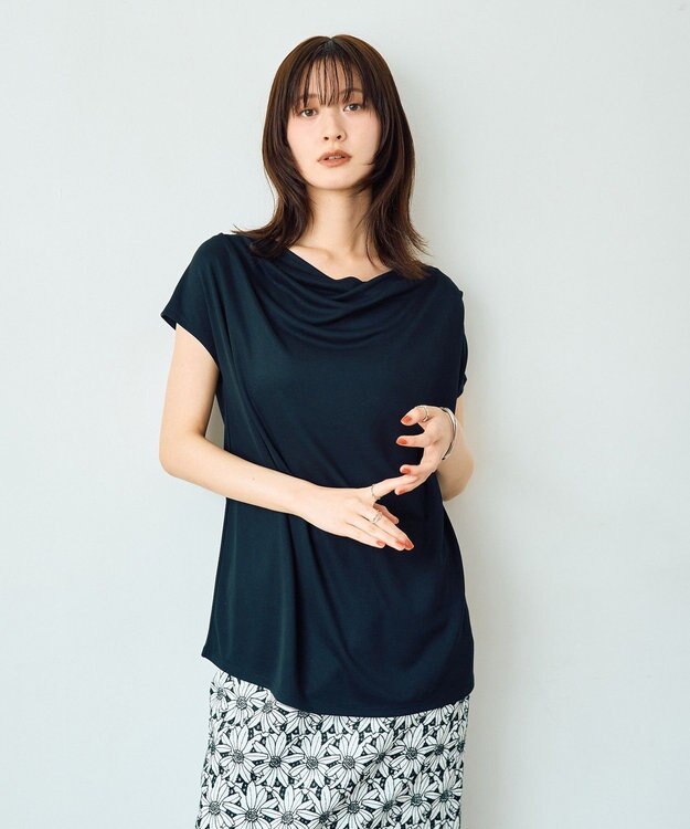 YECCA VECCA 【接触冷感】ドレープカットトップス Black