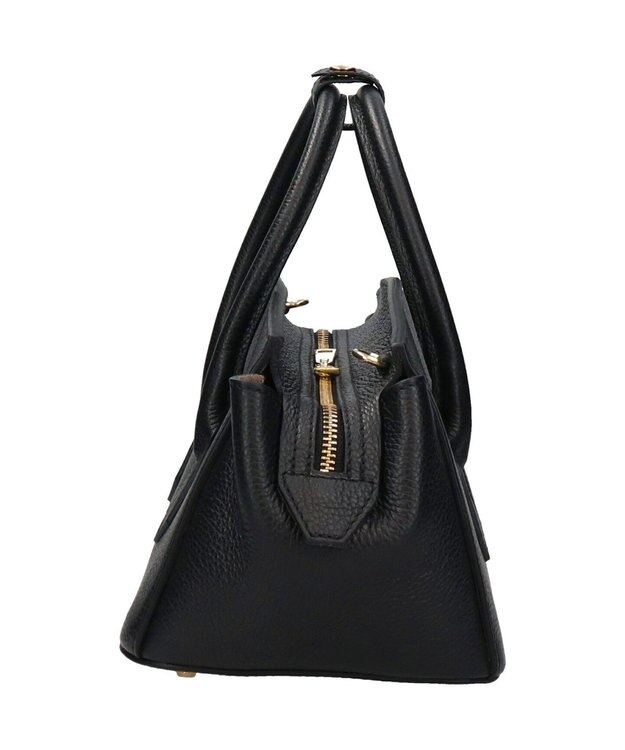 INTER-CHAUSSURES 【CHRISTIAN VILLA】シュリンクレザーハンドバッグ ブラック